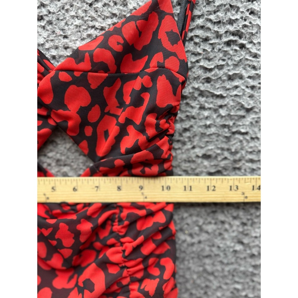 NWT Michael Costello x Revolve Afton Mini Dress Red Black Leopard Womens Size XS - Picture 8 of 11